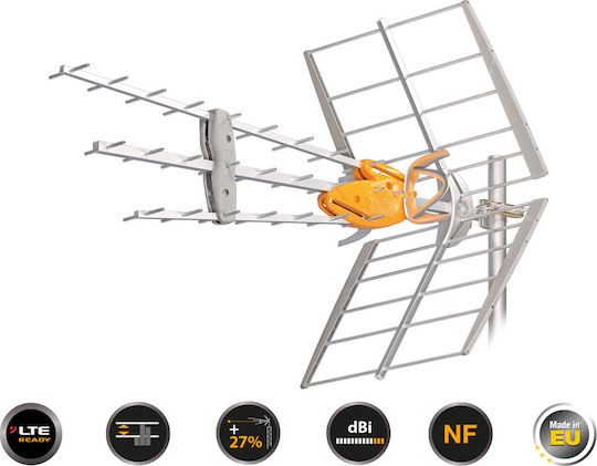 Televes DAT Boss LR UHF(C21-60) G47 dBi 149740 Outdoor TV Antenna (Does not Require Power Supply) Silver