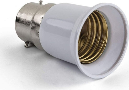 GloboStar Socket Adapter from B22 to E27 in White color Set 1pcs 02227
