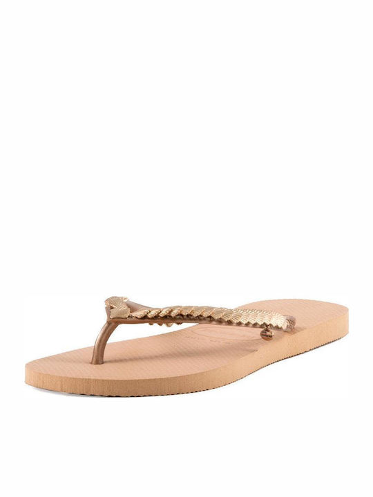 Παιδικές Σαγιονάρες Flip Flops Χρυσές Slim Shell Mesh
