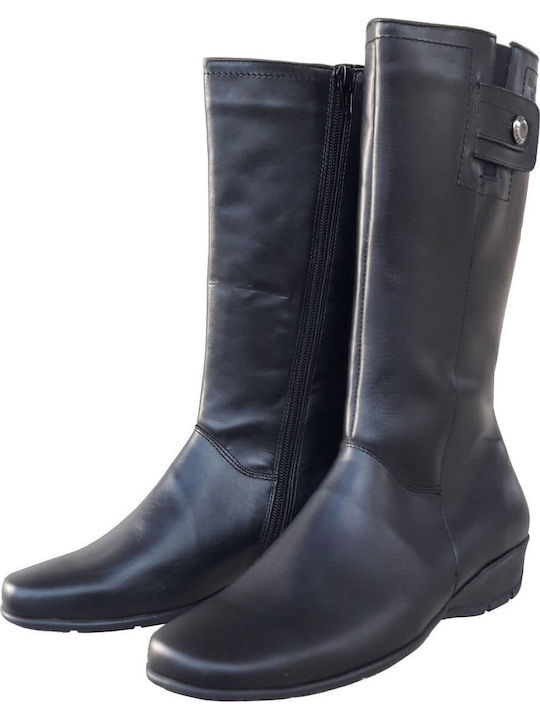 Anatomic Leather Women's Boots with Rubber / Zipper Black