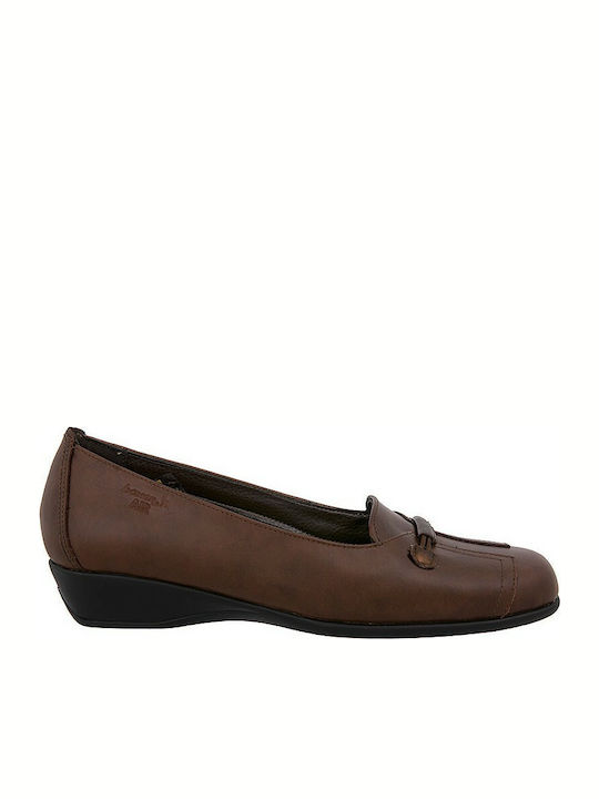 Boxer Leather Women's Loafers in Brown Color