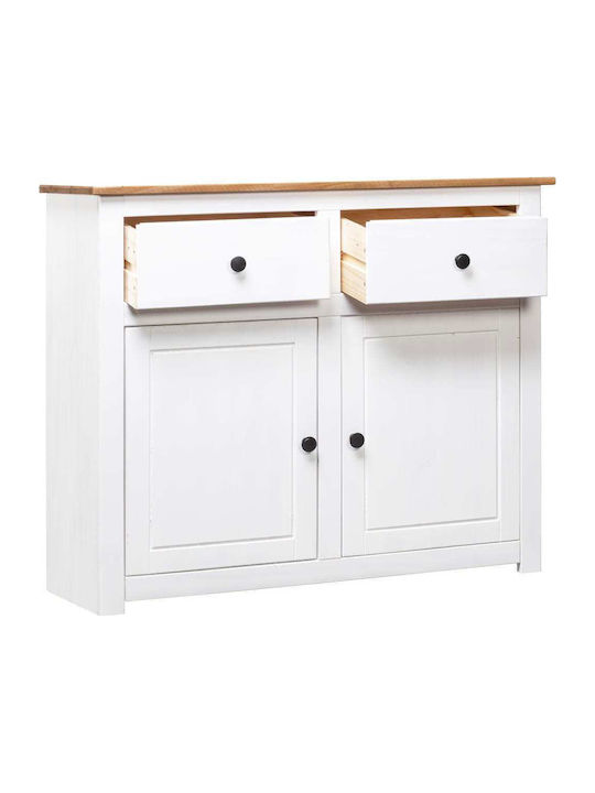 Sideboard Panama made of Solid Wood with Drawers White 93x40x80cm