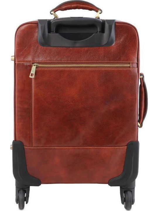 Tuscany Leather Βαλίτσα Ταξιδίου Καμπίνας Καφέ με 4 Ρόδες Ύψους 46εκ.