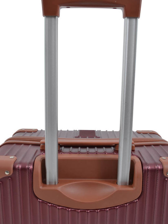 Ankor Travel Suitcases Hard Burgundy Max Height 70cm with 4 Wheels Set of 3 Pieces