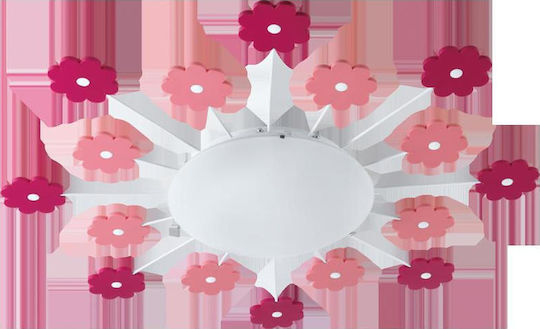 Eglo Viki 1 Einfaches Licht Kinderdeckenleuchte Deckenleuchte montieren 60W mit Fassung E27 Rosa 61.5cm