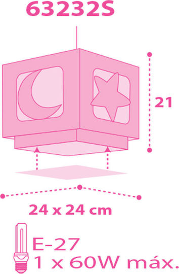 Ango Moon Einfaches Licht Kinderdeckenleuchte Deckenleuchte 23W mit Fassung E27 Pink