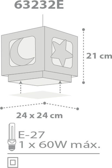Ango Kids Plastic Single Ceiling Light E27 Moon Grey 23W 25cm