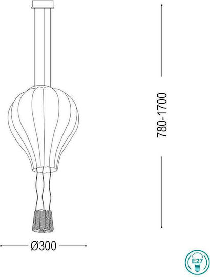 Ideal Lux Dream Big SP1 Μονόφωτο Παιδικό Φωτιστικό Κρεμαστό από Μέταλλο 42W με Υποδοχή E27 Λευκό 30cm