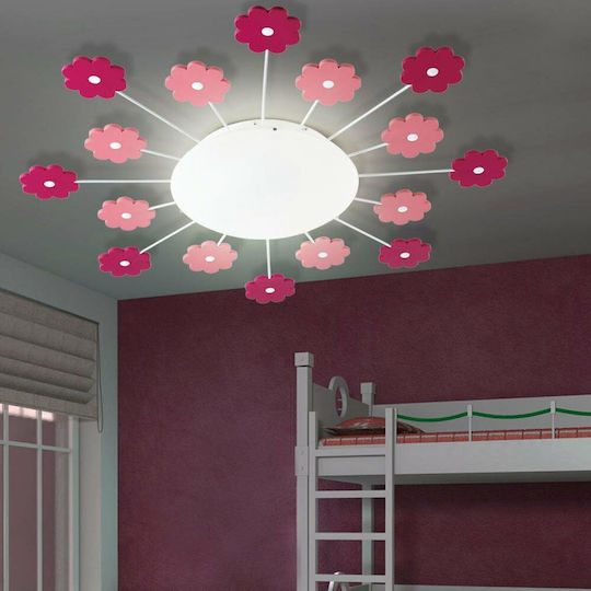 Eglo Viki 1 Einfaches Licht Kinderdeckenleuchte Deckenleuchte montieren 60W mit Fassung E27 Rosa 61.5cm