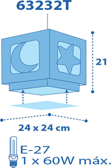 Ango Moon Einfaches Licht Kinderdeckenleuchte Deckenleuchte 23W mit Fassung E27 Blue
