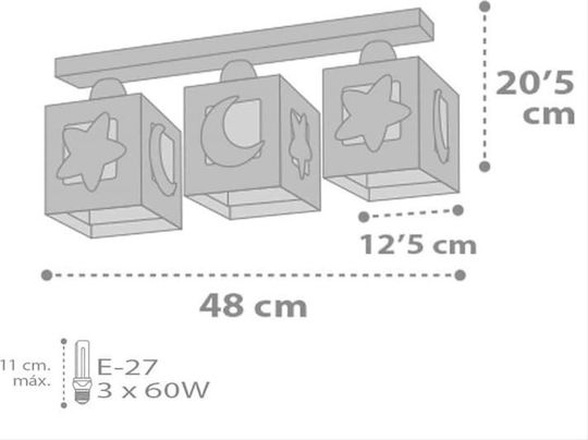Ango Moon Kronleuchter Kinderdeckenleuchte Deckenleuchte montieren 23W mit Fassung E27 Grey