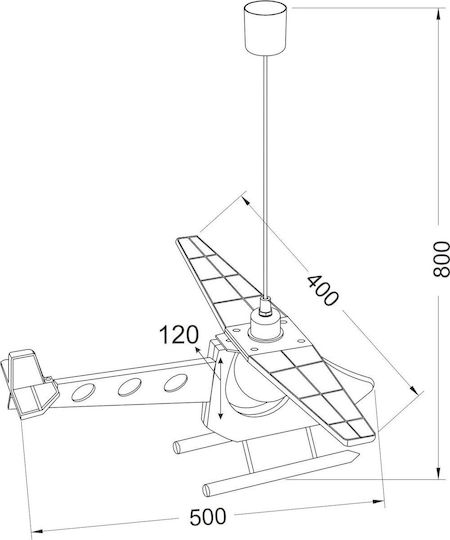 Aca Kids Wooden / Plastic Single Ceiling Light E27 Helicopter Red 40W