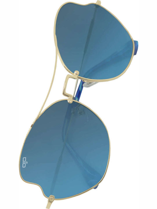OJO Sunglasses Shield Oculus Γυναικεία Γυαλιά Ηλίου με Χρυσό Μεταλλικό Σκελετό και Μπλε Καθρέφτη Φακό 32OEV58165
