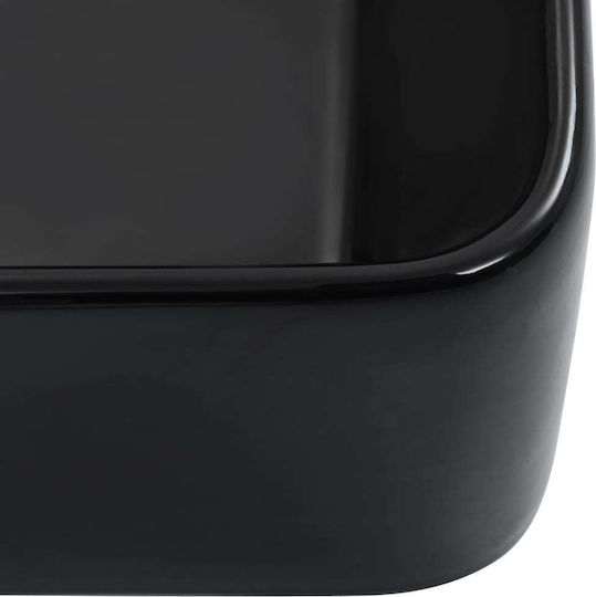 vidaXL Aufgesetztes Waschbecken Keramik 40x30x13cm Schwarz