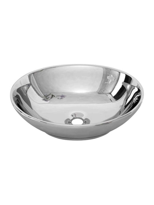 vidaXL Επικαθήμενος Νιπτήρας Κεραμικός 40x33x13.5cm Ασημί