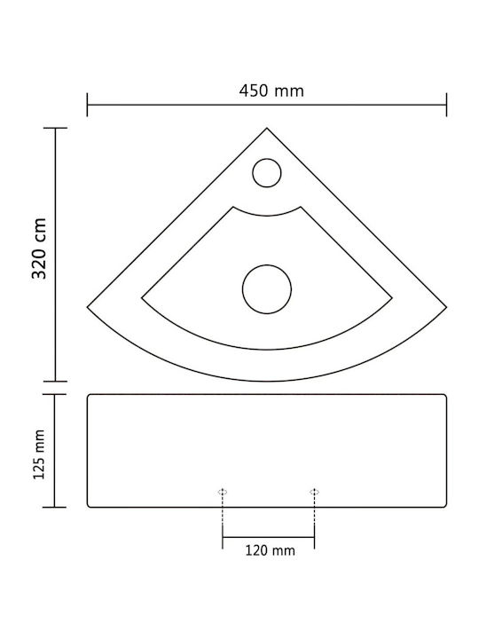 vidaXL Montat pe perete Suspendat Lavoar Ceramică 45x32x12.5cm Argint