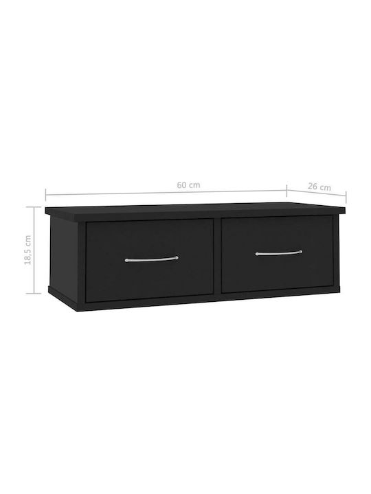 Стенен Черен Рафтове 60x26x18.5см