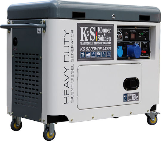 Könner & Söhnen 9200HDE ATSR Generatoare silențioase Generator Petrol Patru timpi cu Autostart, Roți și Putere Maximă 9kVA