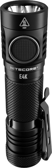 NiteCore Wiederaufladbar Taschenlampe LED IP68 mit maximaler Helligkeit 4400lm E4K Schwarz