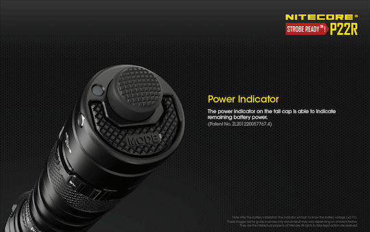 NiteCore Wiederaufladbar Taschenlampe LED IP68 mit maximaler Helligkeit 1800lm P22R 2x CR123 Schwarz