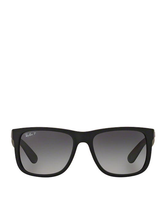 Ray Ban Justin Unisex Sunglasses with Black Plastic Frame and Black Gradient Polarized Mirror Lens RB4165 622/T3