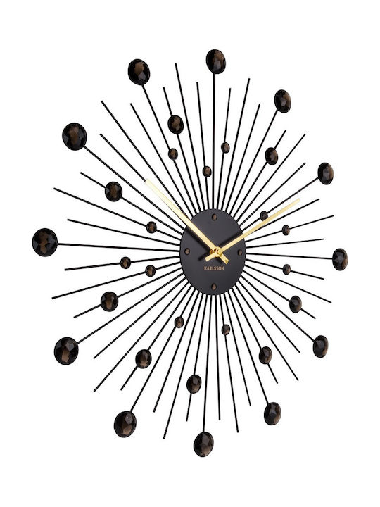 Karlsson Sunburst Crystal Wall Clock Metallic Black Ø50cm