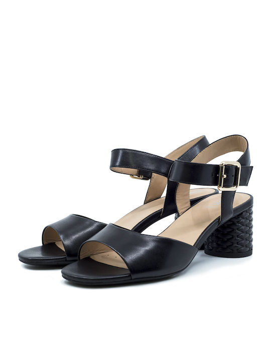 D Ortensia Sandale dama Anatomici cu Gros Toc Mediu in Culorea Negru