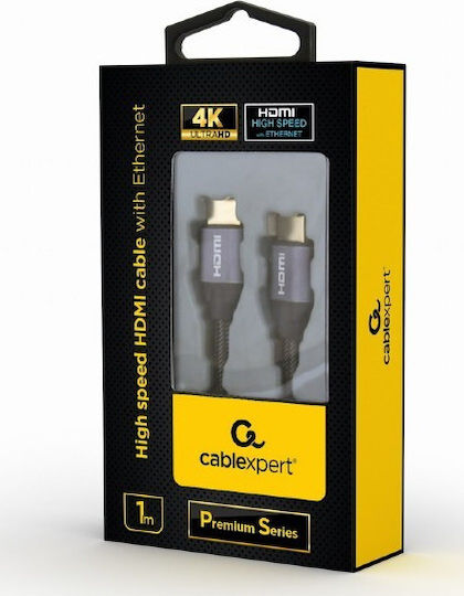 Cablexpert HDMI 2.0 Premium High Speed 4K 60Hz HDR Braided Cable HDMI male - HDMI male 1m Ασημί