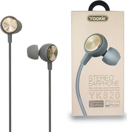 Yookie YK820 In-ear Handsfree με Βύσμα 3.5mm Γκρι