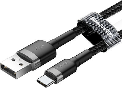 Baseus Cafule Braided USB 2.0 Cable USB-C male - USB-A male Μαύρο 1m (CATKLF-BG1)