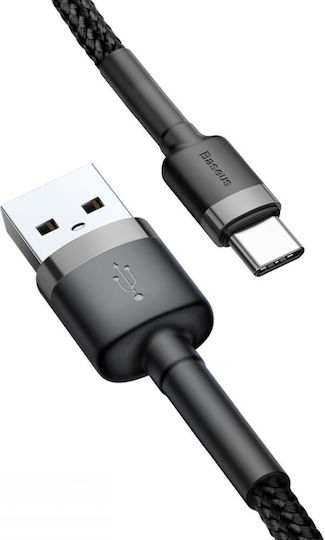 Baseus Cafule Braided USB 2.0 Cable USB-C male - USB-A 60W Μαύρο 1m CATKLF-BG1
