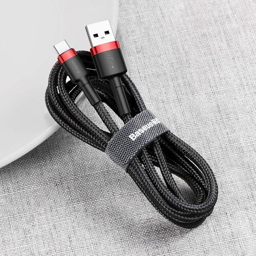 Baseus Cafule Braided USB 2.0 Cable USB-C male - USB-A Μαύρο 1m CATKLF-B91