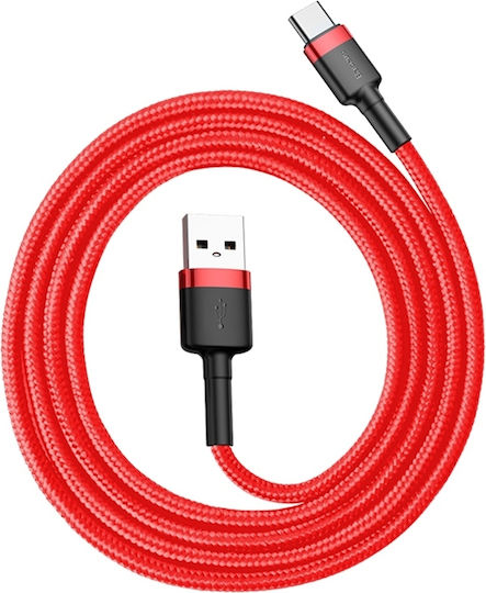 Baseus Cafule Braided USB 2.0 Cable USB-C male - USB-A 18W Κόκκινο 1m CATKLF-B09