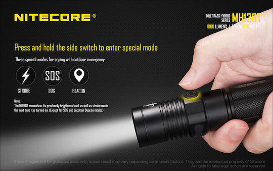 NiteCore LED IPX8 с Максимална Яркост 1000лм MH12GT Черен