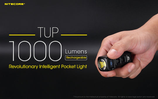 NiteCore Rechargeable Keychain Flashlight LED IP54 with Maximum Brightness 1000lm TUP Embedded Black