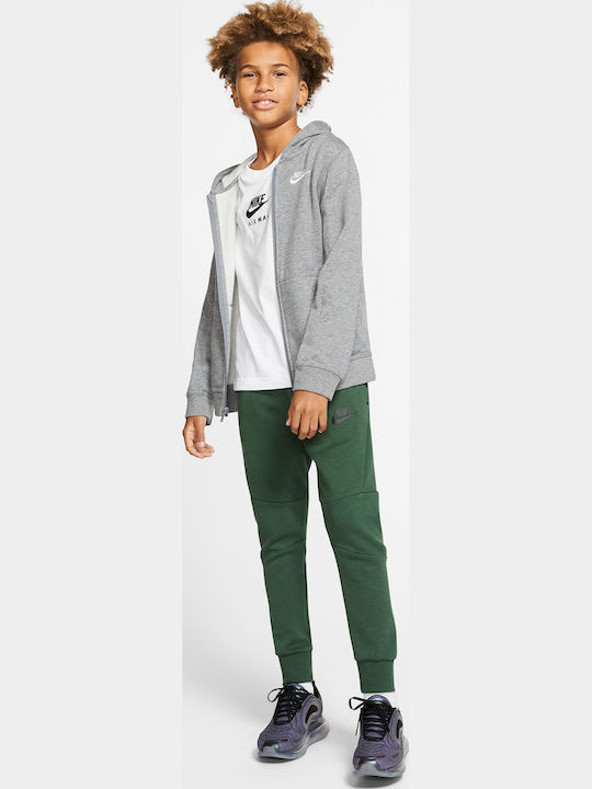 Athletic Kids Sweatshirt Cardigan Cotton with Hood Gray Sportswear