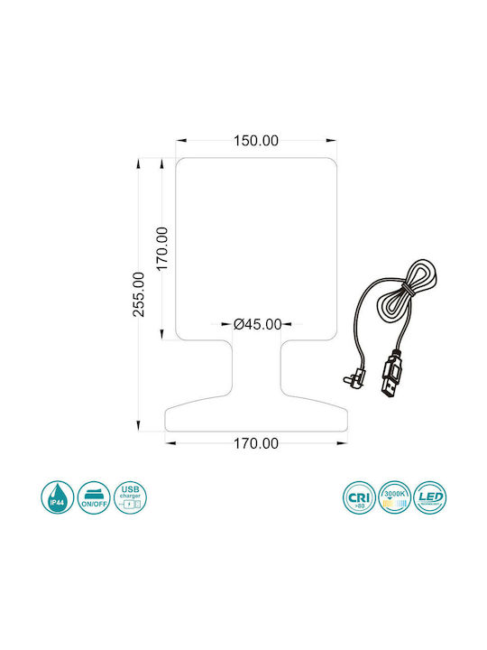 Trio Lighting Barbados Desktop Outdoor Floor Lamp 1.5W with Warm White Light IP44 White