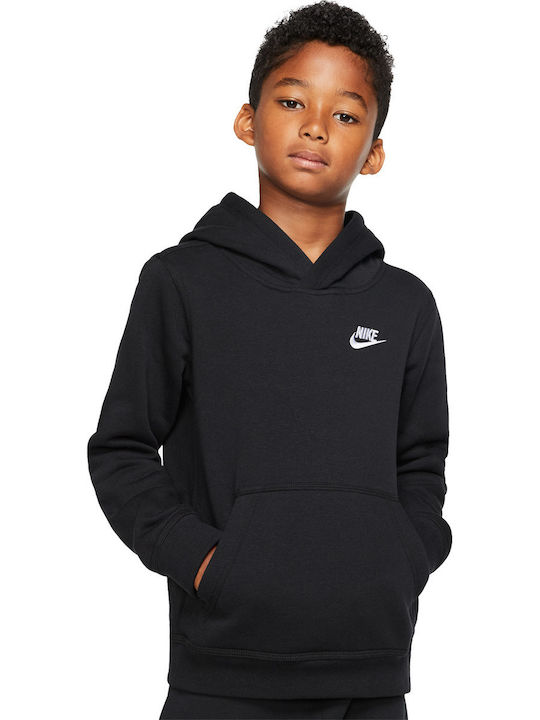 Fleece Kids Sweatshirt with Hood and Pockets Black SPORTSWEAR CLUB