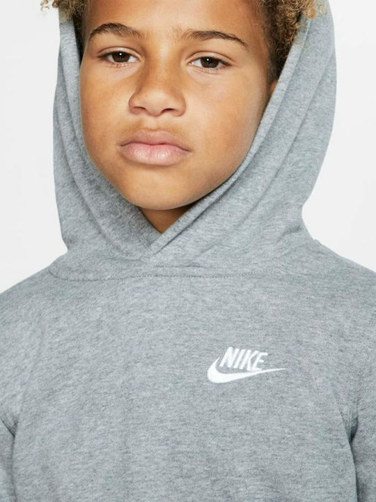 Fleece Kids Sweatshirt with Hood and Pockets Gray Sportswear Club