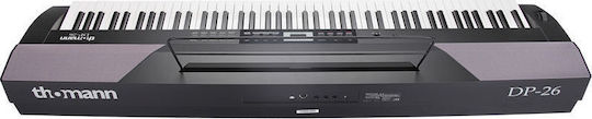 Thomann Electric Stage Piano DP-26 Stand / Headphones / KB-47BM Bench Set with 88 Weighted Keys Built-in Speakers and Connection with Headphones and Computer Black