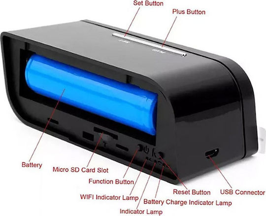 Hidden Camera WiFi Clock 1080p with Memory Card Slot and Motion Detector