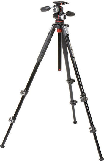 Manfrotto 190 Aluminum 3-Section Camera Tripod with Head Up to 170cm and 7kg Maximum Load