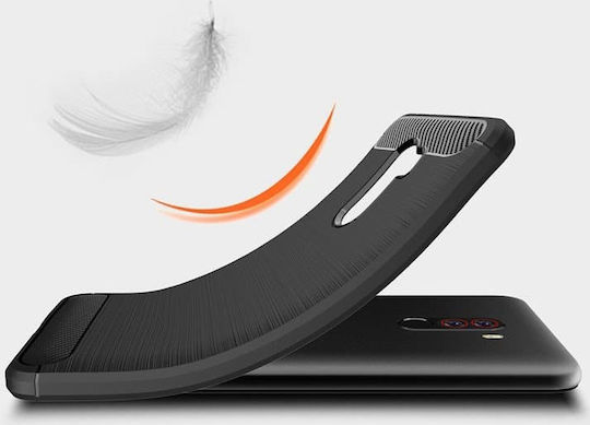 Carbon Fiber Brushed Задна корица Силикон Черен (Pocophone F1)