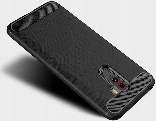 Carbon Fiber Brushed Задна корица Силикон Черен (Pocophone F1)