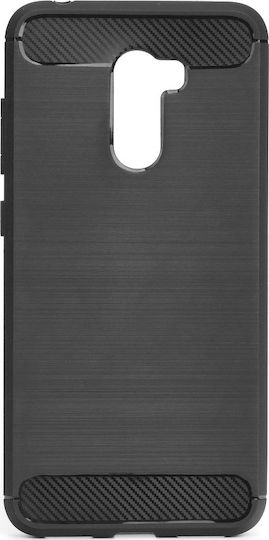 Carbon Fiber Brushed Задна корица Силикон Черен (Pocophone F1)
