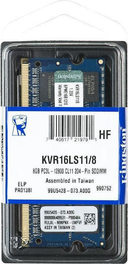 Kingston DDR3L με Module 1x8GB και Ταχύτητα 1600 για Laptop