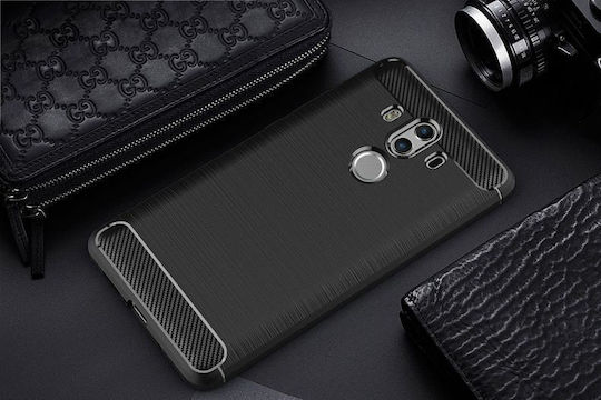 Hurtel Carbon Fiber Brushed Back Cover Σιλικόνης Μαύρο (Huawei Mate 10 Lite)