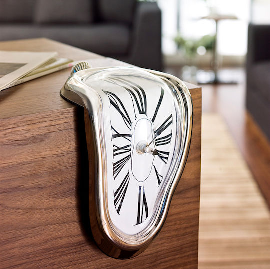 Melting Time Clock Сребрист Масов Часовник с Индикатори Пластмаса Сребрист 22810
