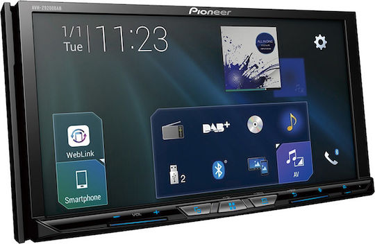 Pioneer Sistem Audio Auto 2DIN cu A/C (Bluetooth/USB/AUX/WiFi/GPS/Apple-Carplay/Android-Auto) cu Ecran Tactil 7" & Panou Detasabil