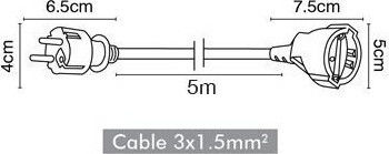 VK Lighting Extension Cable Cord 3 x 1.5mm²/5m White